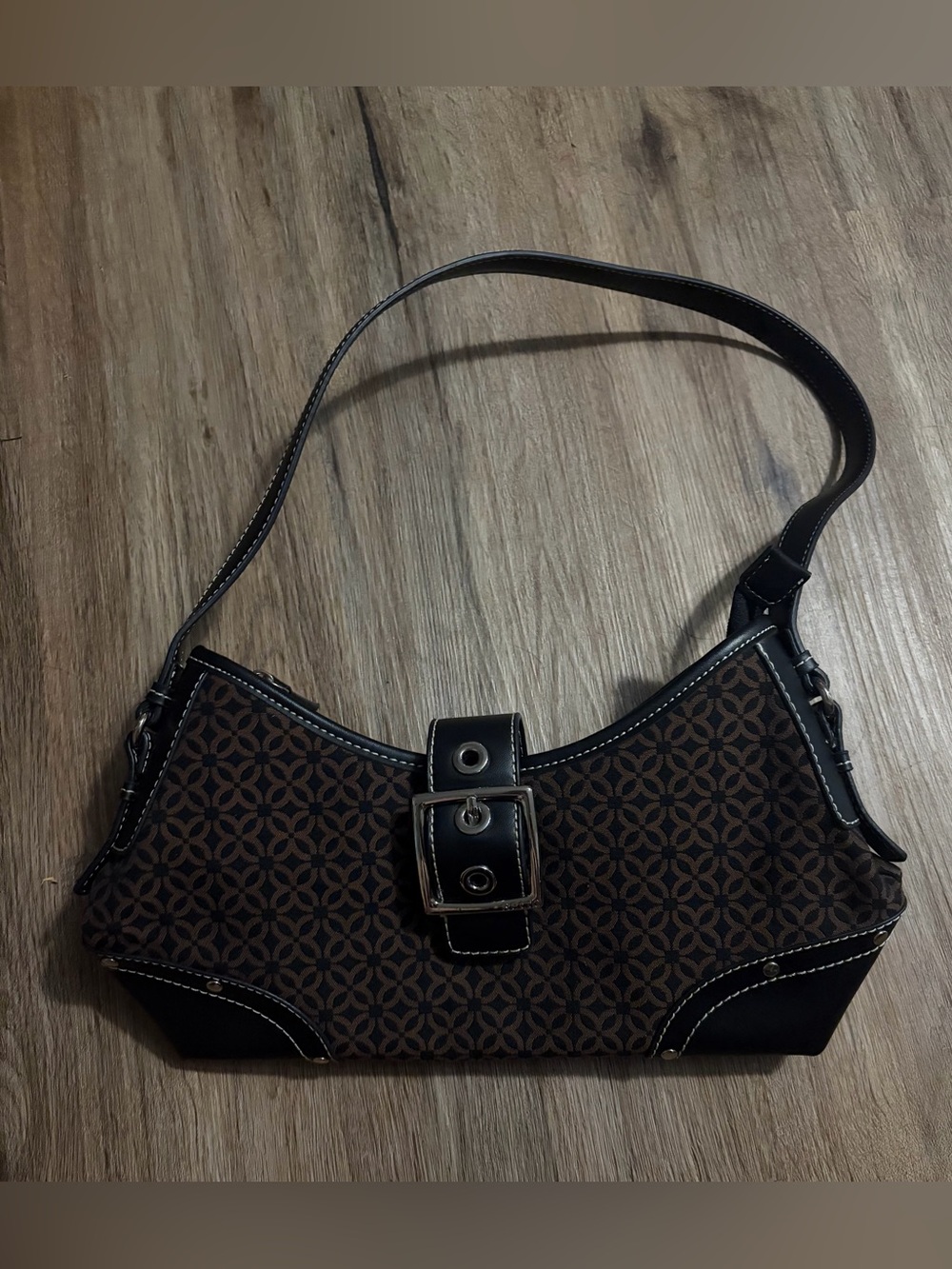 Relic - Classic Brown & Black Patterned Shoulder Bag with Buckle Detail